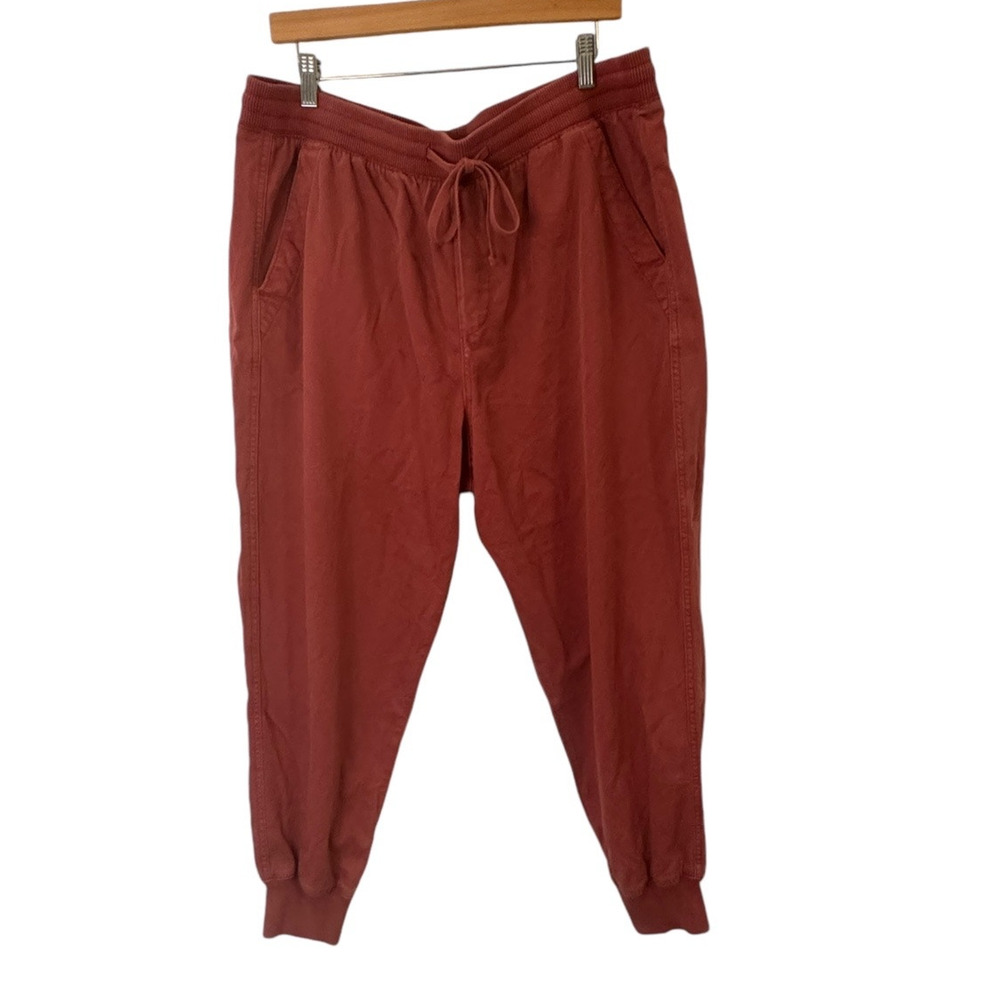 Gap Women Jogger XL Red Cotton Stretch Waist Pocket Tie Comfort Casual Pant Prep